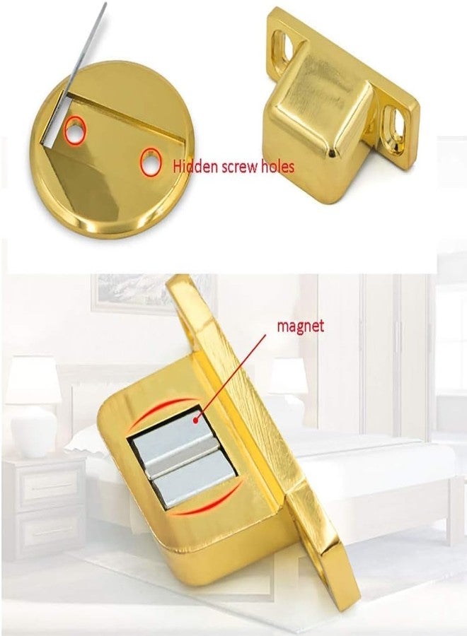 ACHARAJ Strong Magnetic Door Stopper Metal Door Stop Heavy Duty Door Catch with 3M Self Adhesive Conceal Screws Floor Mounted (Gold) - Image 4